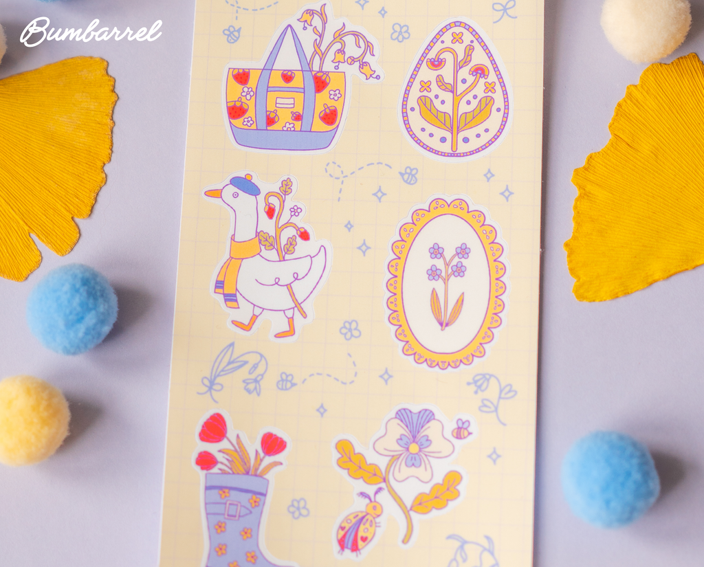 Spring Easter Folk Sticker Sheet Vol 1. | Colorful Planner Stickers