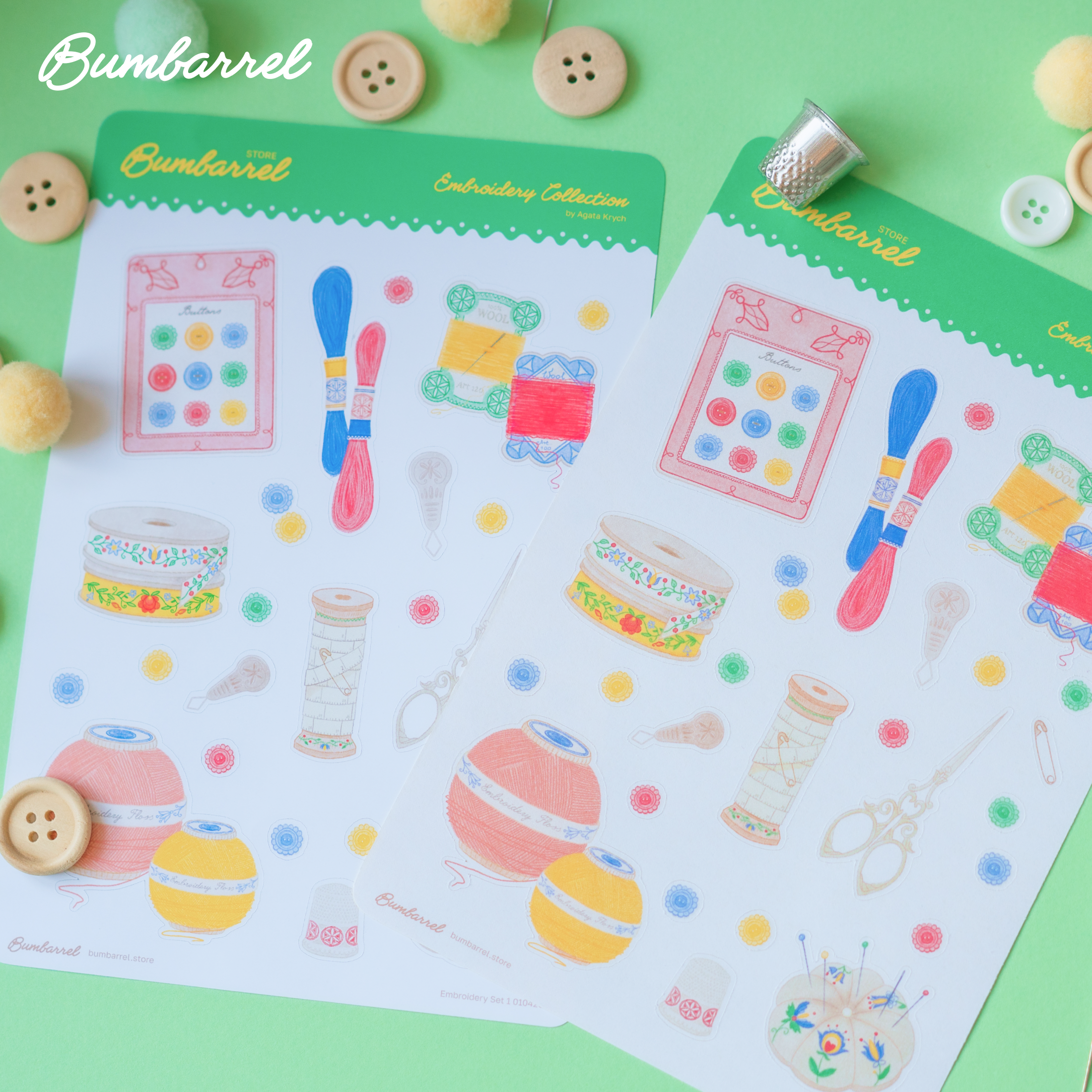 Embroidery & Sewing Room Sticker Sheet | Set 1 of 3 Artisan Paper Journaling