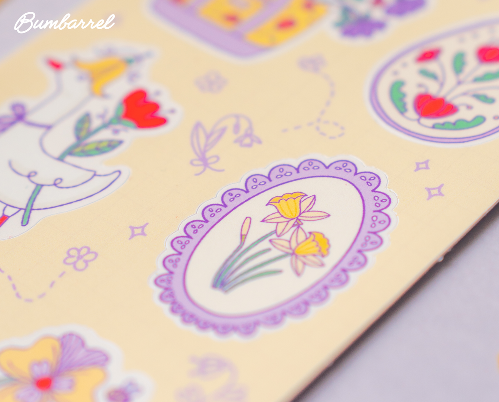 Spring Easter Folk Sticker Sheet Vol 2. | Colorful Planner Stickers