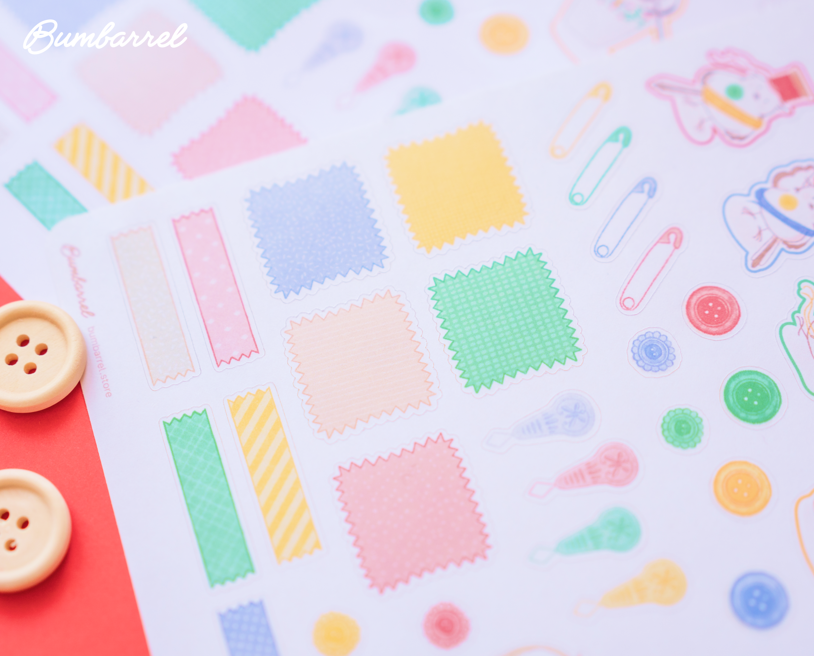 Red Embroidery & Journaling Sticker Sheet | Set 2 of 3 Artisan Planning