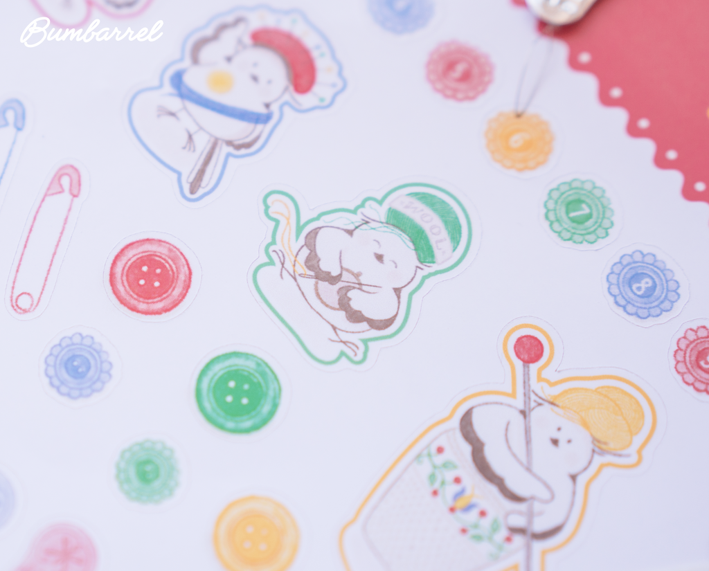 Red Embroidery & Journaling Sticker Sheet | Set 2 of 3 Artisan Planning