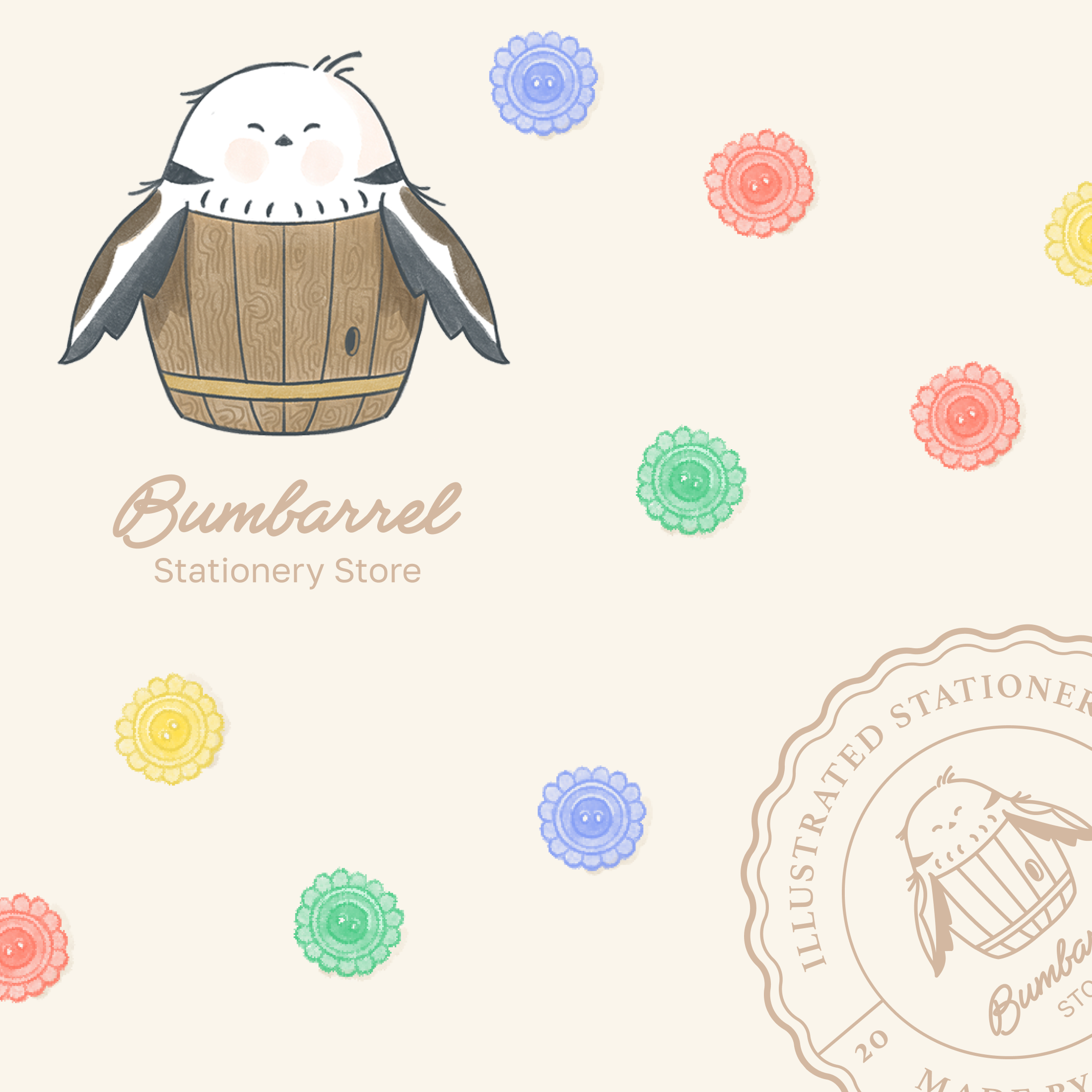 Custom Personalized Letter Writing Set | Embroidery & Button Art Stationery