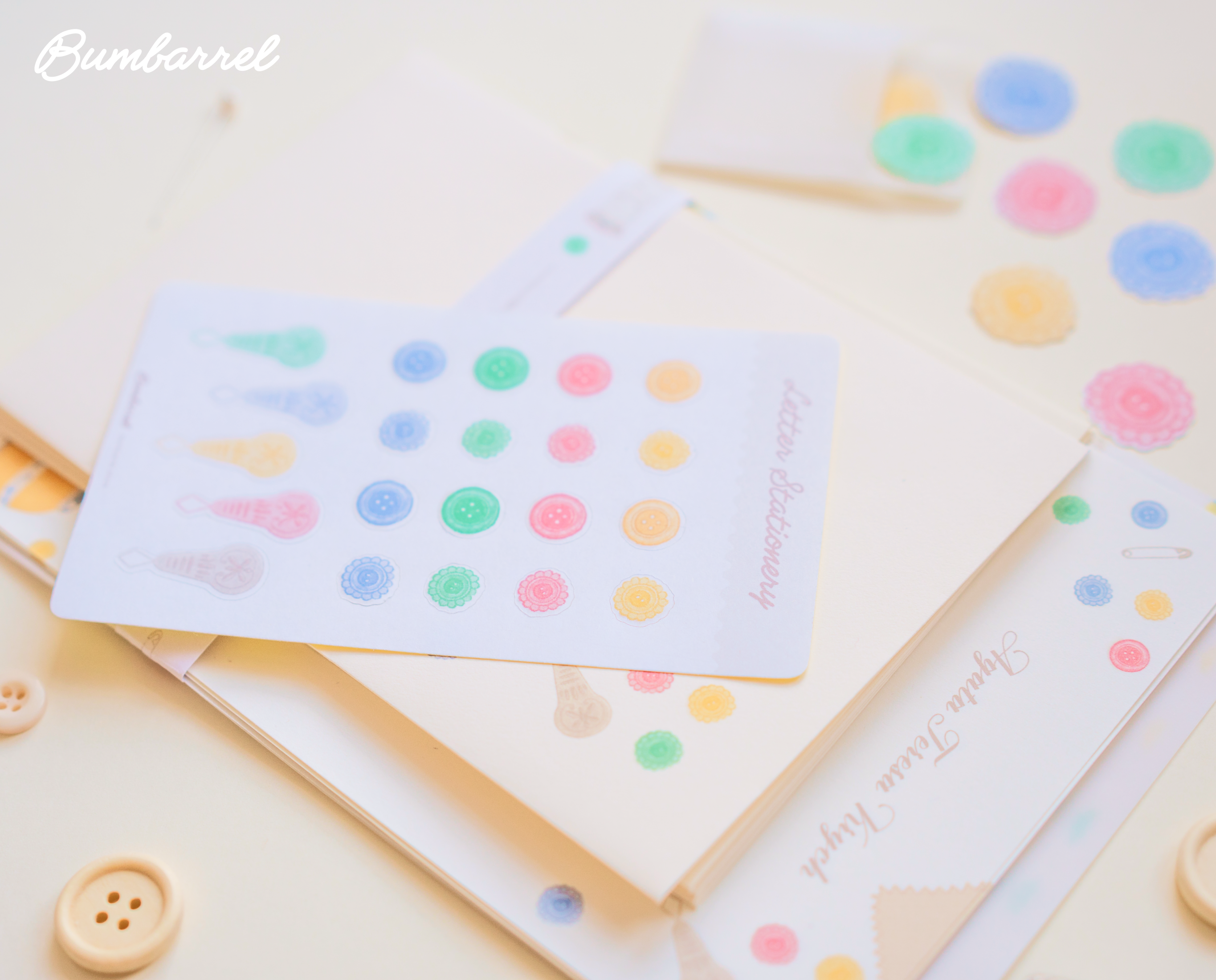 Custom Personalized Letter Writing Set | Embroidery & Button Art Stationery