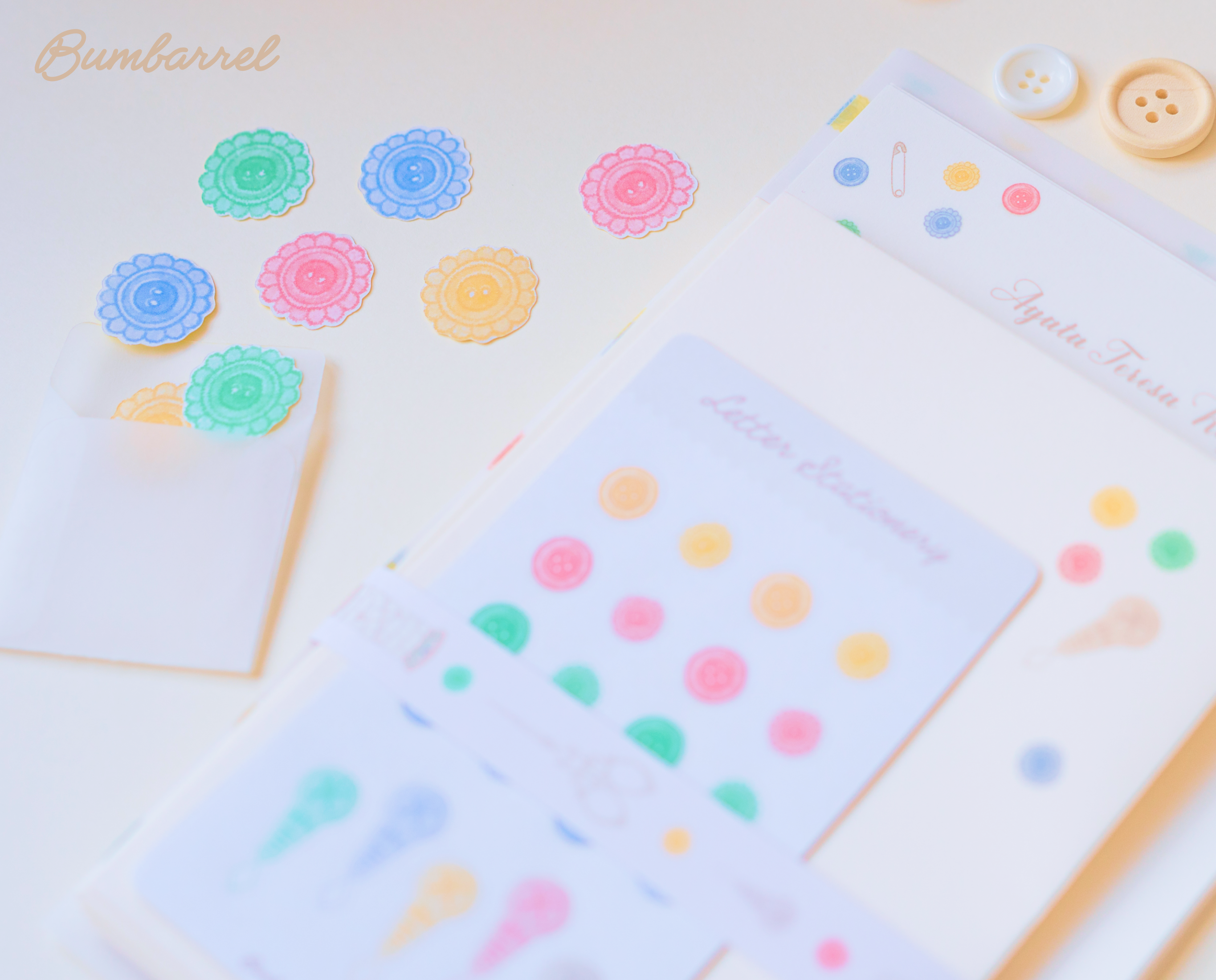 Custom Personalized Letter Writing Set | Embroidery & Button Art Stationery