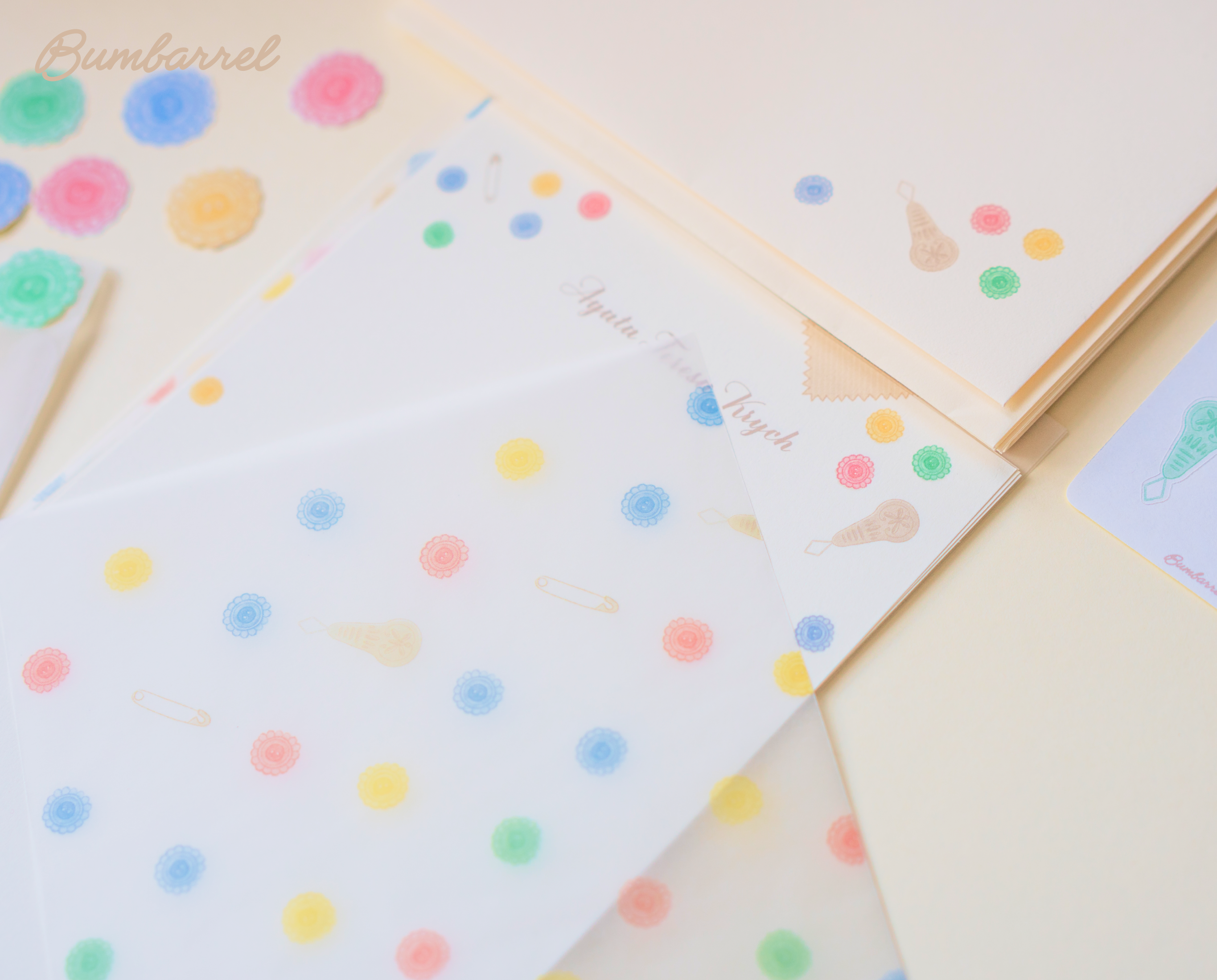Custom Personalized Letter Writing Set | Embroidery & Button Art Stationery