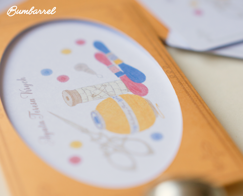Custom Personalized Note Cards | 4 Illustrated Envelopes with Oval View