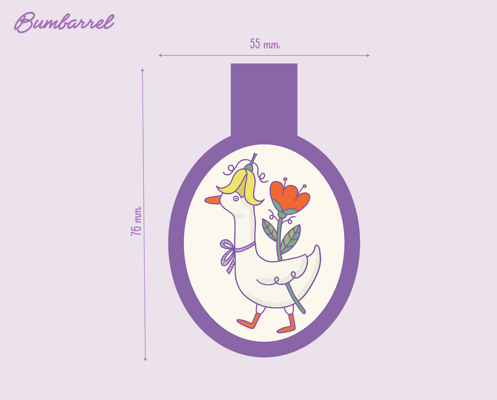 Goose with Spring Flowers Bookmark | Hand-Painted Bird Art