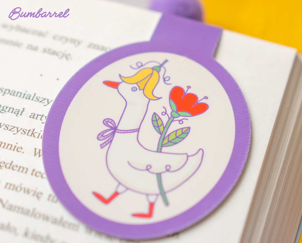 Goose with Spring Flowers Bookmark | Hand-Painted Bird Art