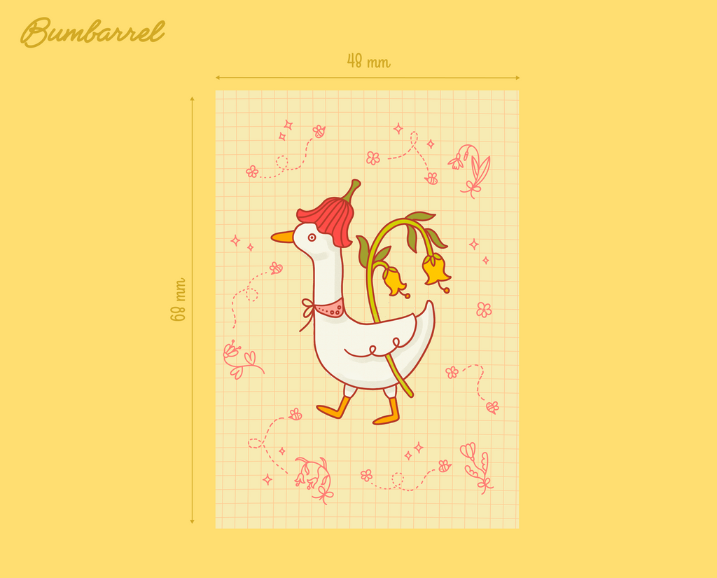 Goose with Spring Flowers Easter Card | Hand-Painted Folk Bird Greeting Card