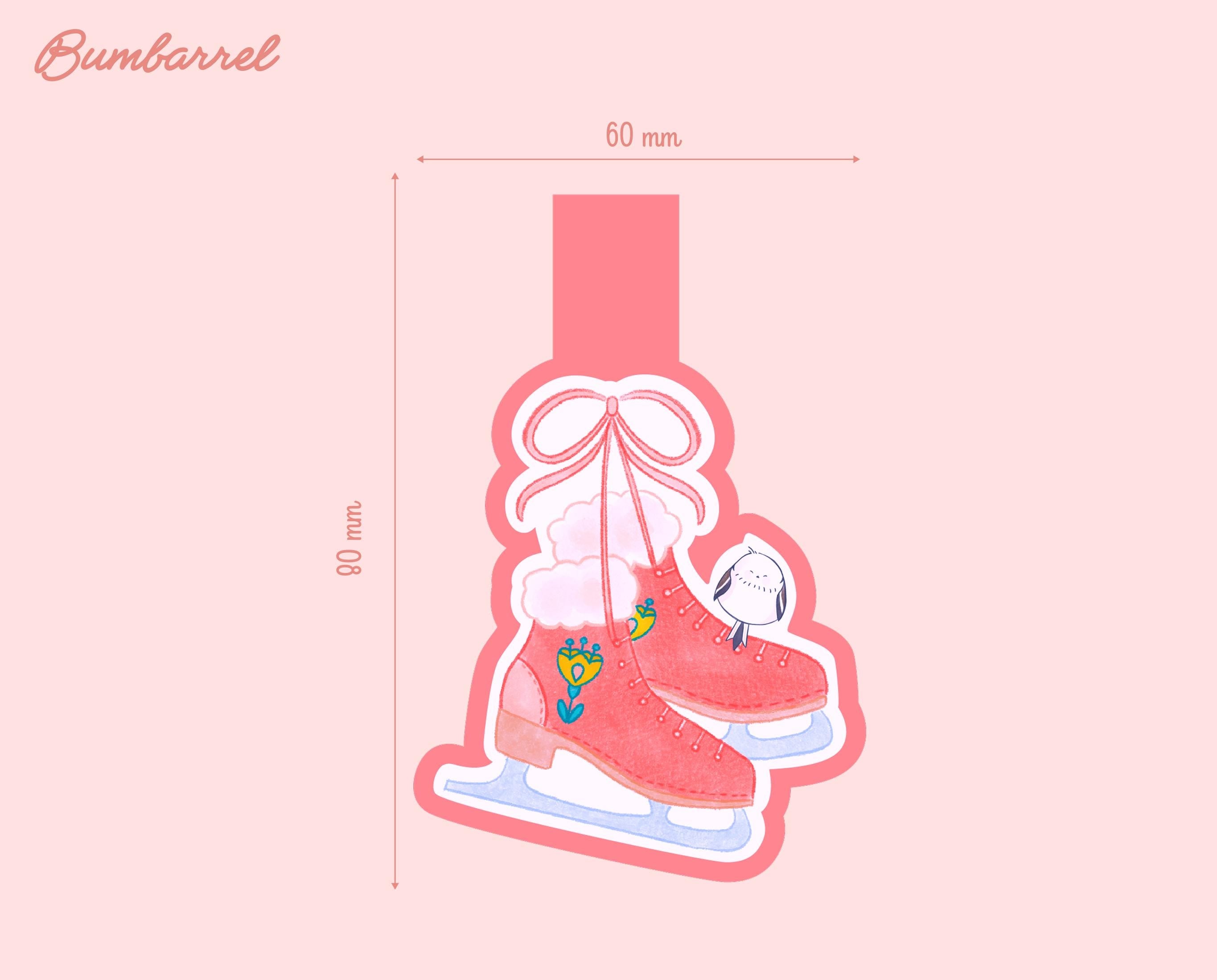 Folk Flower Ice Skates Hand-Painted Bookmark