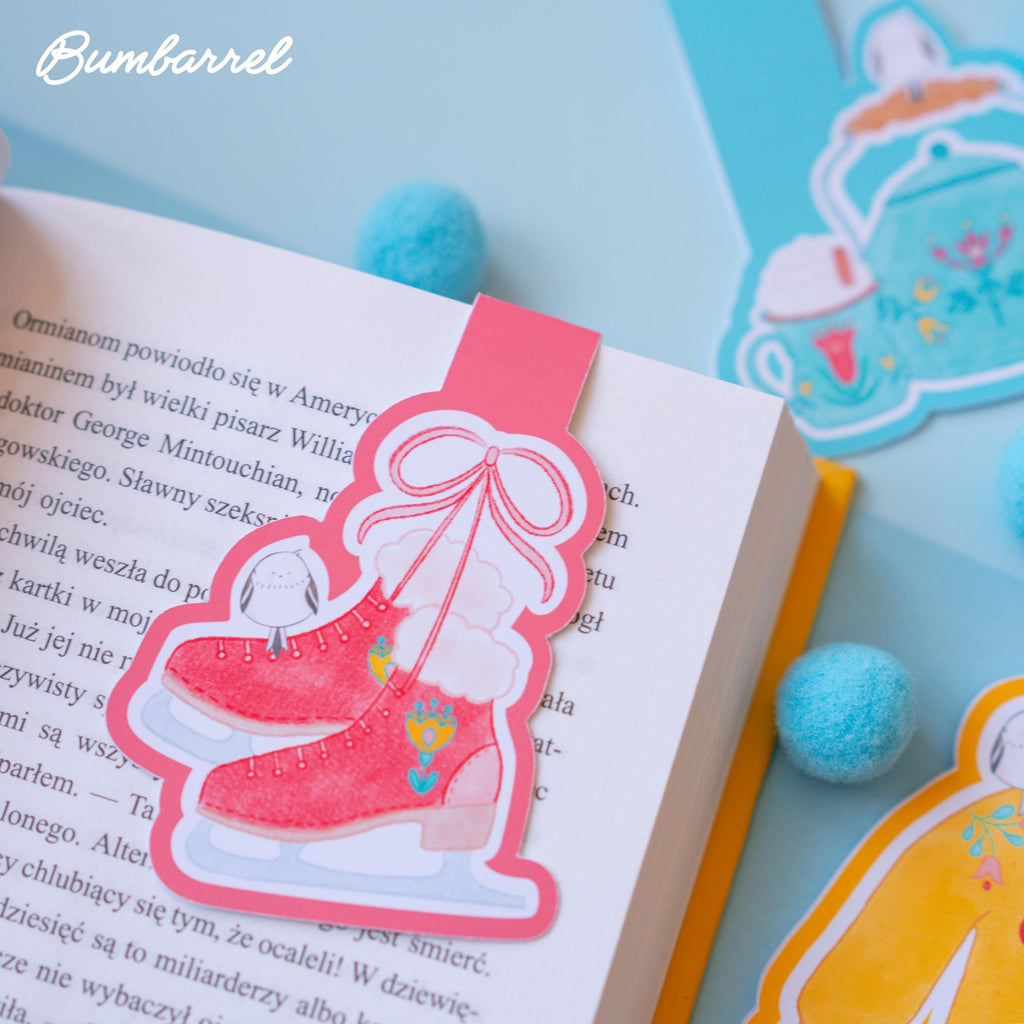 Folk Flower Ice Skates Hand-Painted Bookmark