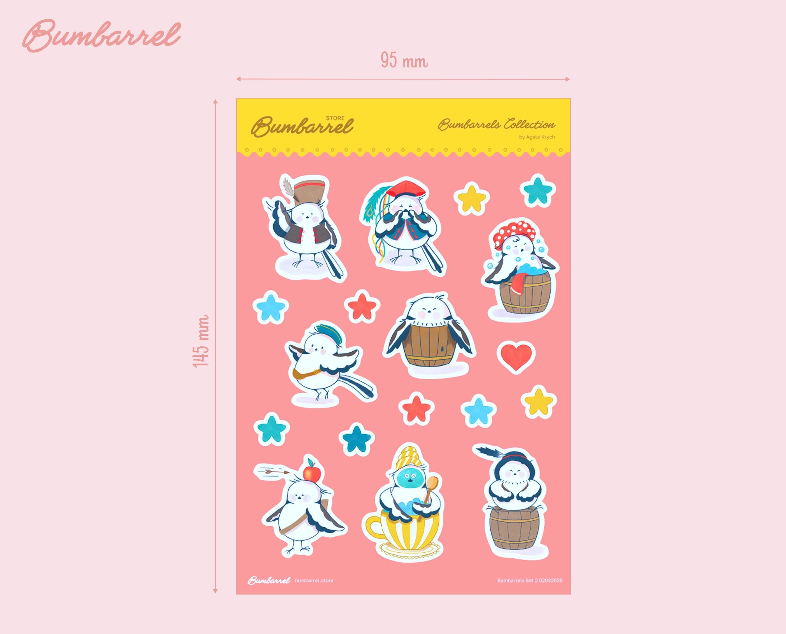 Bumbarrel Sticker Sheet - Vol. 2 - Cozy Bird Mascot Stickers