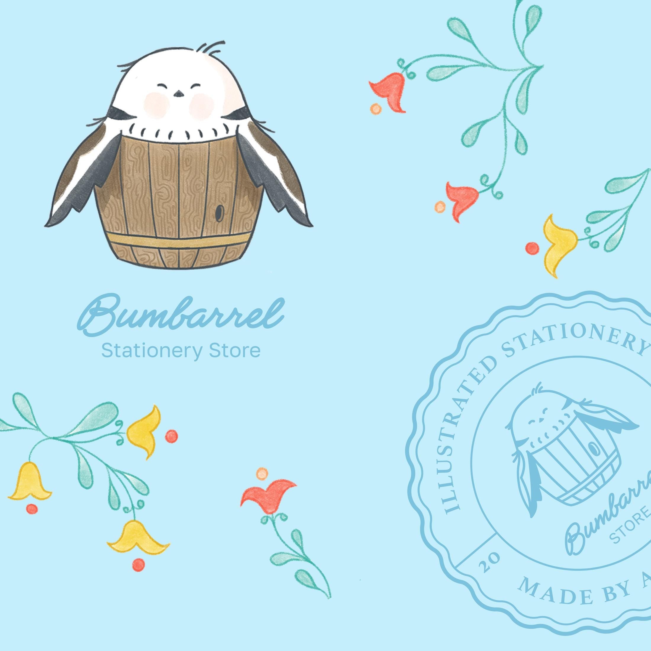 Three Bumbarrel Large Die-Cut Stickers Set