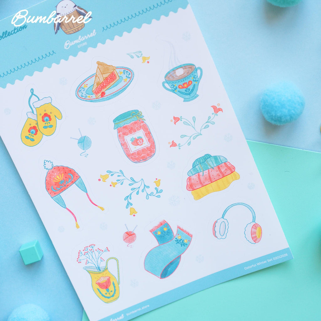 The Hand-drawn stickers sheets for hygge journaling