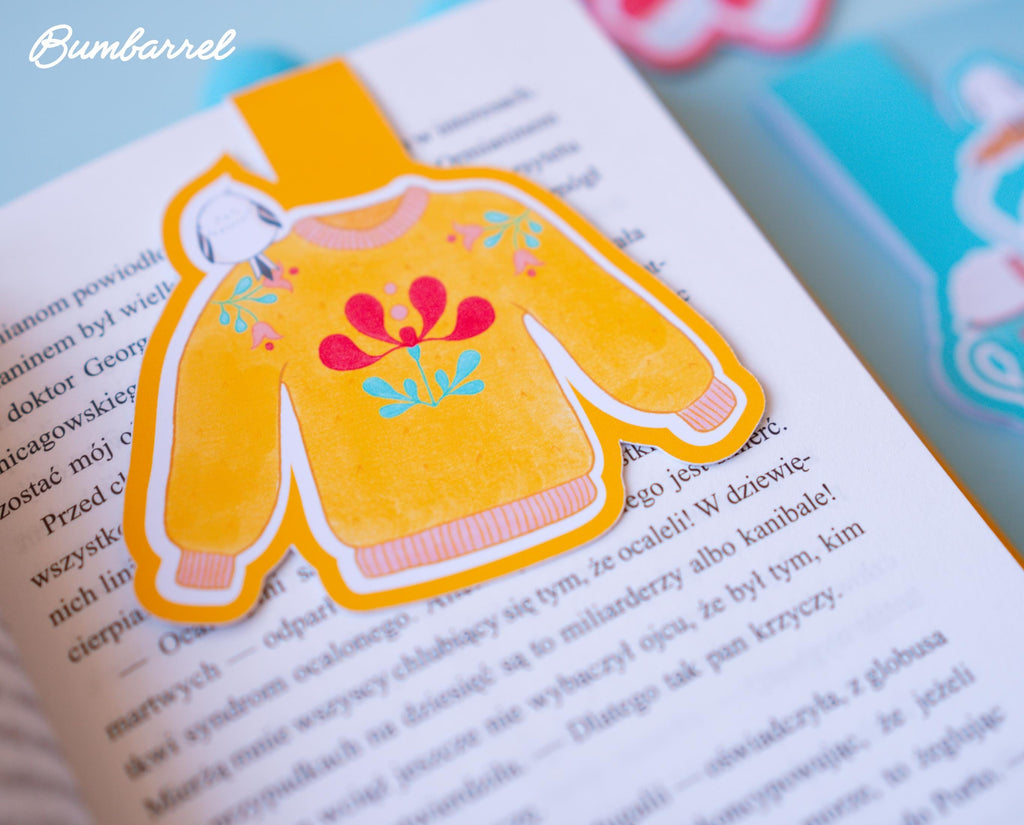 Hand-Painted Bookmarks Trio | Sweater, Skates, Teapot Designs